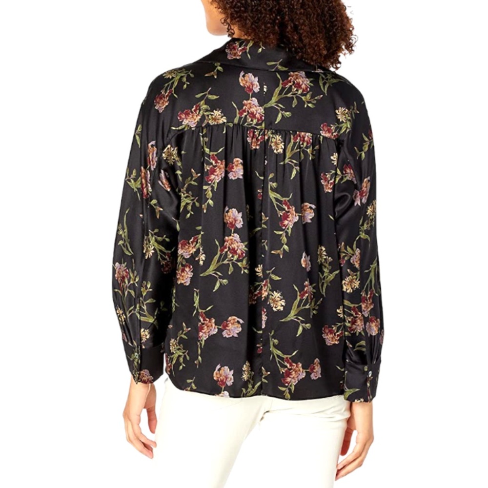 VINCE. Iris Honeysuckle 100% Silk Shaped Collar Pullover - Size S - Picture 6 of 14